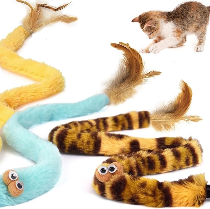 Cat Toys for Indoor Toys,Rainbow Cat Wand Toys,Feather Flips Plush Ball Cat Toys,Interactive Feather Toy for Teaser Play and Chase Exercise with Kitten 6 Pack - Image 2