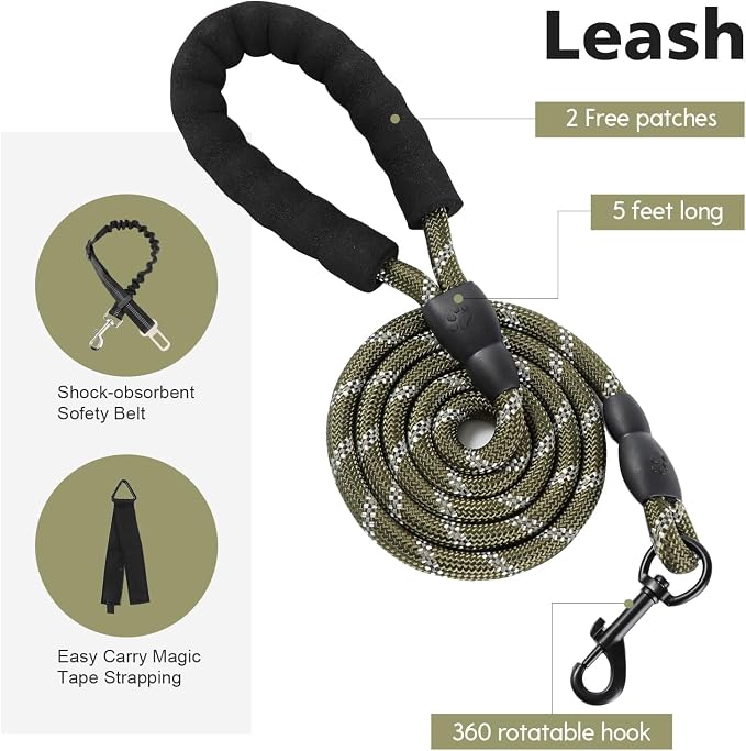No Pull Tactical Dog Harness Small Sized Dog, Service Dog Vest, S, Green | Tactical Dog Vest Harness and Leash Set, Adjustable Military Service Dog Harness with Handle for Medium Large Dogs - Image 6