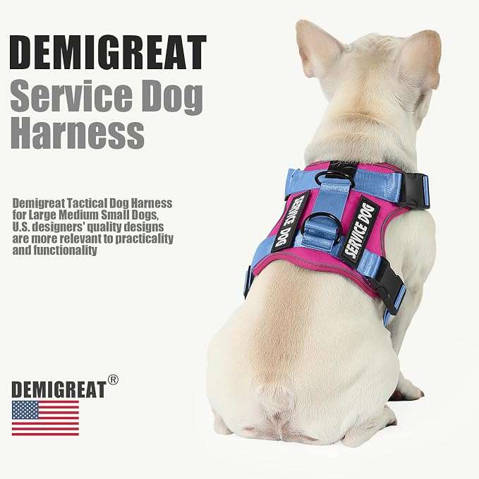 Service Dog Harness, Reflective Dog Vest Harness with 5 PCS Patches, Adjustable Soft Oxford Pet Harness, Inner Layer Mesh, Easy to Control for Small Medium Large Dogs - Image 4
