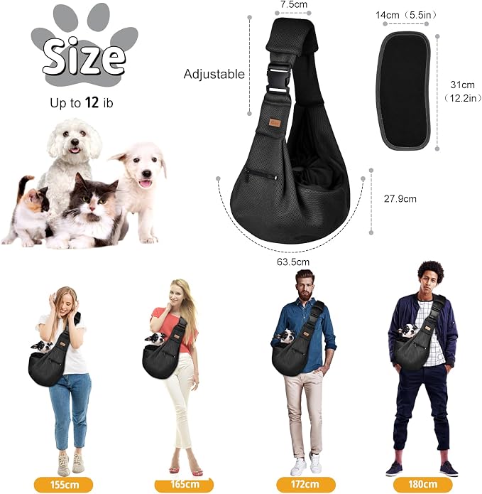 CUBY Dog and Cat Sling Carrier - Hands Free Reversible Pet Papoose Bag - Soft Pouch and Tote Design - Suitable for Puppy, Small Dogs Cats Outdoor - Image 5