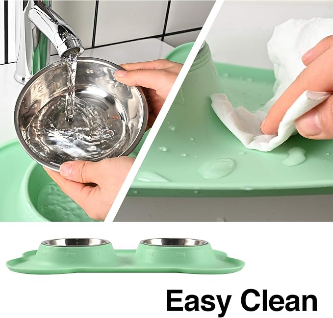 Dog Bowls 2 Stainless Steel Bowl for Pet Water and Food Feeder with Non Spill Skid Resistant Silicone Mat for Pets Puppy Small Medium Cats Dogs - Image 5