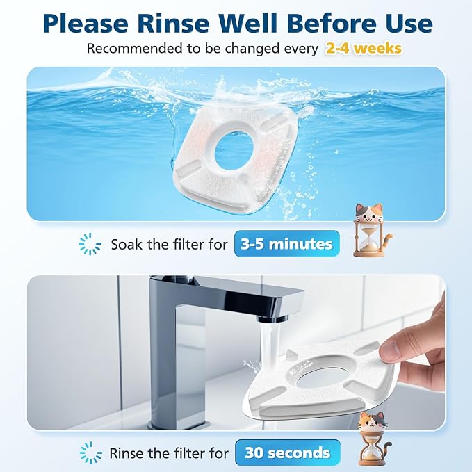 16 Pcs Cat Water Fountain Filters for Veken 95oz 67oz 135oz Pet Fountain | Dog Water Fountain Automatic Dog Water Dispenser 8 Pcs Pet Fountain Filter Replacement & 8 Pcs Pre-Filter Sponges - Image 7