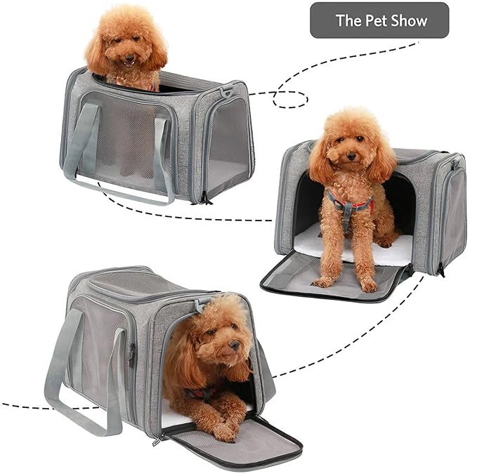 Pet Carrier Soft-Sided for Small Dogs & Cats, Foldable Airline Approved Pet Travel Carrier with Breathable Mesh, Washable Cushion & Shoulder Strap, Portable Puppy Cat Carrier Bag 19.7 * 13 * 13 - Image 3
