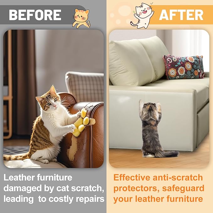 Acostop 16 Pack 17"x11.8" Cat Scratch Furniture Protector for Leather Couch | Easy to Remove Anti-Scratch Couch Protector from Cat, No Pins - Image 3