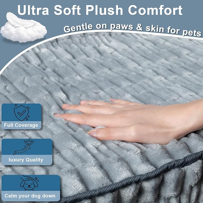 Front Seat Dog Car Seat Cover, Plush Waterproof Protector, Grey | Non-Slip Backing, Soft, Side Flaps, Full Coverage, Hair, Dirt & Scratch Defense, Machine Washable, Fits Cars, SUVs & Trucks - Image 2