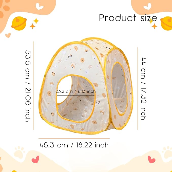 Andiker Cat Tent, 3 Holes Safe and Strong Cute Cats Tunnel Collapsible Easy to Carry Cat House for Indoor Cats Kittens Hiding Playing Training Sleeping(Tent Pink) - Image 2
