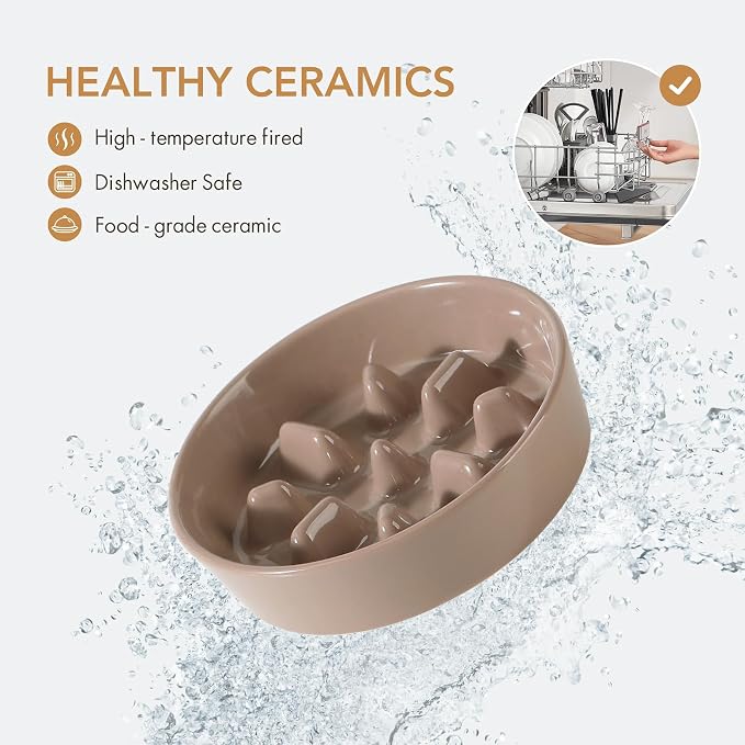Havniva Dog Bowls Slow Feeder, Ceramic Slow Feeder Dog Bowls for Fast Eater | 0.9 Cups Dog Food Bowl Puzzle Feeder, Slow Feeding Bowls for Small Breed, Non-Slip Base, Anti-Choking - Image 4