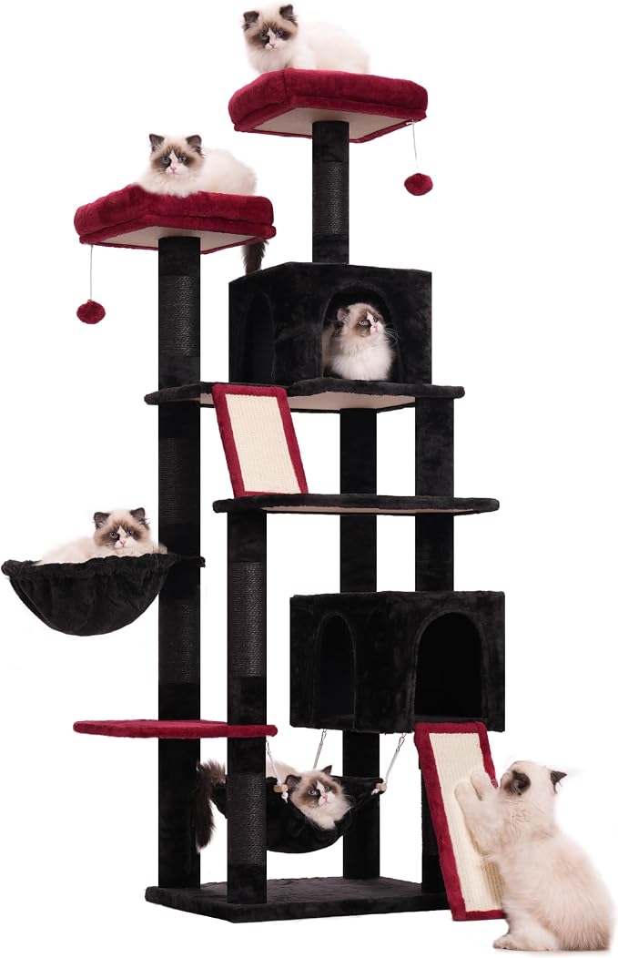 Cat Tree, 71'' Tower for Large Cat with Scratching Post, GCT032BR - Image 9