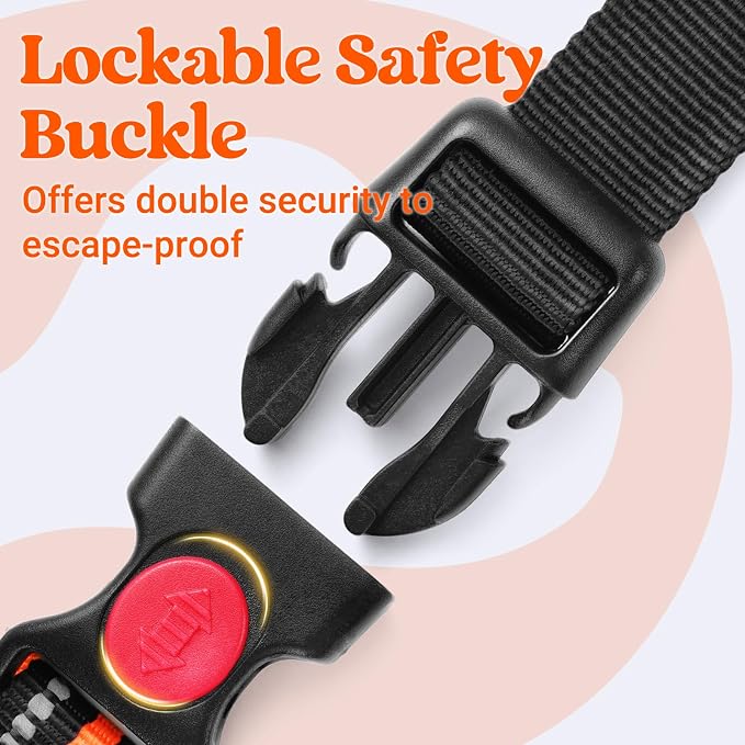rabbitgoo Large Dog Harness, Easy Wear with 3 Buckles and Lift Handle | No Pull with Front Clip for Walking, Adjustable Soft Padded, Reflective, Easy Control, Orange, Medium - Image 3