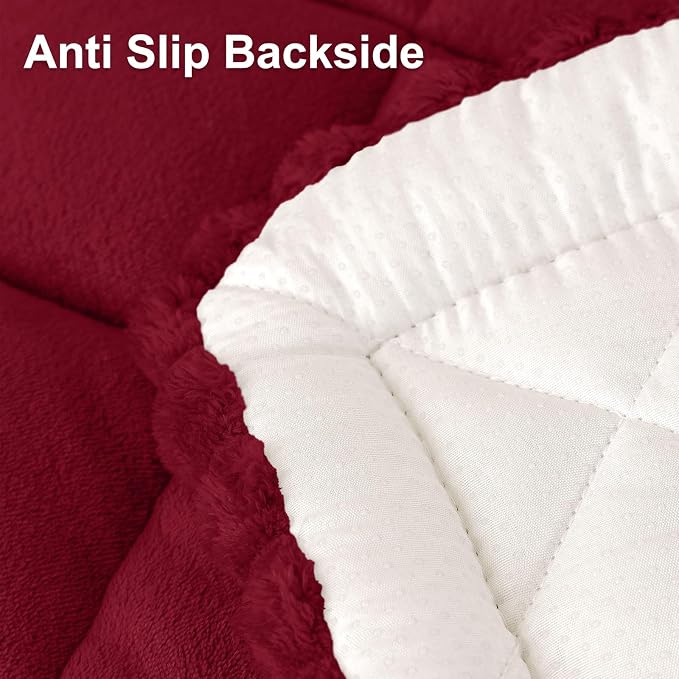 Smiry Non Slip Couch Cover for Dogs, Fuzzy Plush Pet Sofa Protector | Washable Furniture Cover for Large Dogs & Cats, Scratch & Dirt Resistant, For 2 Cushion Couch, Red, 27.6"x59" - Image 7