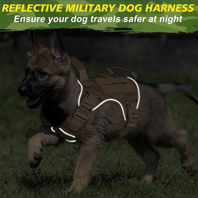 WINGOIN Tactical Dog Harness for Small Dogs,Heavy Duty No Pull Dog Harness | with Handle,Adjustable Reflective,Military K9 Style,Big Size Dog Vest,for German Shepherd,for Walking Training Hunting - Image 5