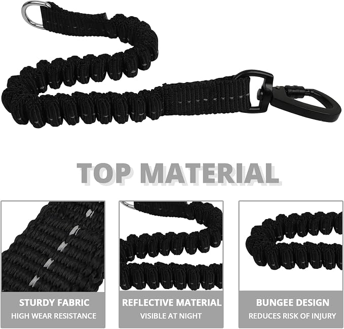 Long Dog Leash 20 FT: Heavy Duty Rope Leashes for Dogs Training with Swivel Lockable Hook Reflective Threads Bungee and Padded Handle - Dog Lead for Large Small Medium Dogs Outside Walking Hiking Grey - Image 2