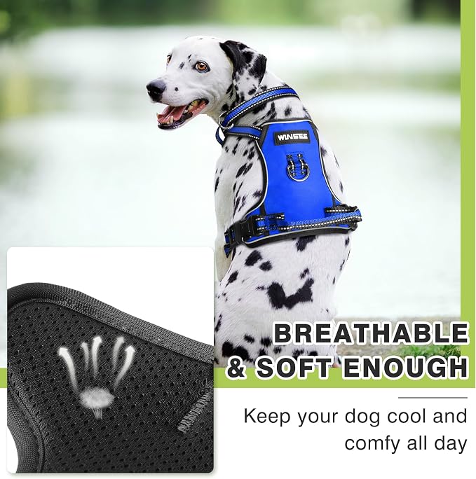 Dog Harness No Pull, Pet Harnesses with Dog Collar, Adjustable Reflective Oxford Outdoor Vest, Front/Back Leash Clips for Small, Medium, Large, Extra Large Dogs, Easy Control Handle for Walking - Image 8