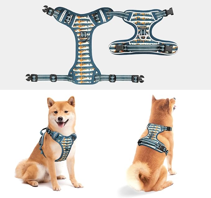 Timos Dog Harness, No Pull Large Sized with 3 Buckles, Sunset Valley, XL | Reflective, No Choke, Easy On & Off, Adjustable Soft Padded, Front & Back 2 Clips and Control Handle for Walking Training - Image 7