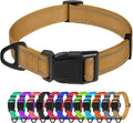 TagME Medium Dog Collar, Reflective Nylon Collar, Khaki, 1.0" Width | Soft Nylon Dog Collar With Reflective Stitching for Night Walks, Adjustable Fit, Quick-Release Buckle for Easy On & Off by TagME