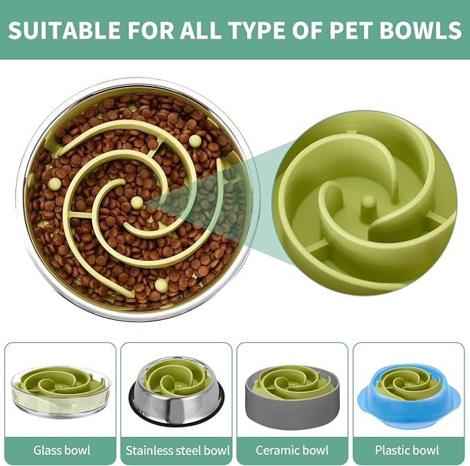 Slow Feeder Dog Bowls Insert, Animire Soft Silicone Slow Eating Dog Food Bowl for Small, Medium and Large Dogs, Compatible with Regular and Elevated Bowls - Image 3