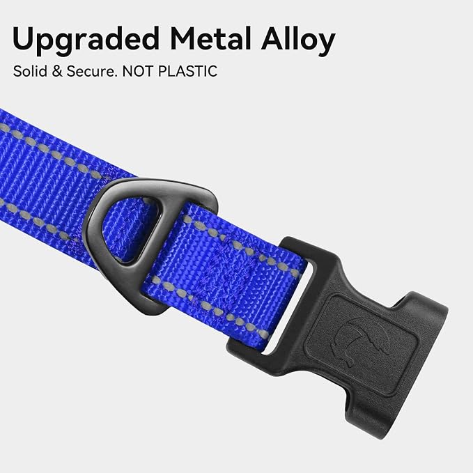 Joytale Reflective Dog Collar, Adjustable Neoprene Padded, Navy Blue S | Breathable Nylon for Small Dogs, No Chafing on Daily Walks and Training, Gentle on Neck, Secure Metal D-Ring, Night Safety - Image 3