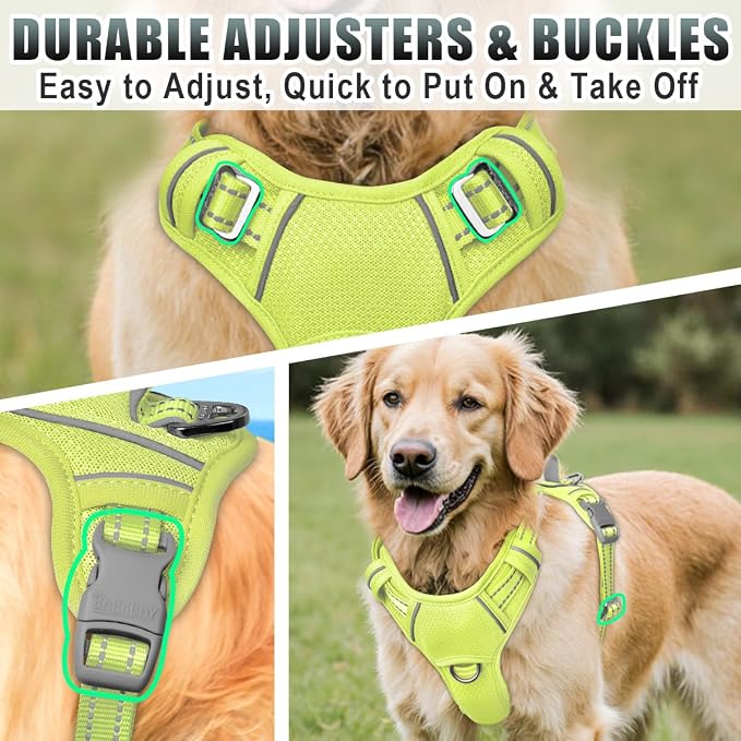 BARKBAY No Pull Dog Harness Large Reflective Dog Harness with Front Clip and Easy Control Handle for Walking Training Running with ID tag Pocket(Sunlight,M) - Image 8