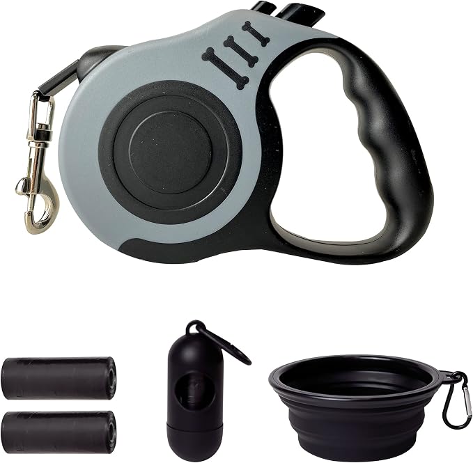 Retractable Dog Leash Automatic Telescopic Tractor Dog Tape | Pet Tape 10/16 FT Durable and Convenient, with Folding Bowl, Dispenser, Rubbish Bags, Suitable for Small and Medium Dogs by LIEVUIKEN