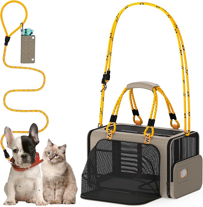 PAWZIDEA Expandable Pet Carrier for Small Cats & Dogs, TSA Airline Approved | 18"×11"×11" Soft-Sided Small Dog Travel Bag, Collapsible Top-Load Cat Carrier for 2 Cats Under Seat, Puppy Car Seat Up 15lbs by PAWZIDEA-Inlovejoywelive
