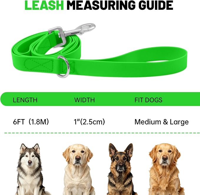 Waterproof Dog Leash with Double Handle, 6 FT Durable Odor-Proof Dog Leashes with Strong Aviation Aluminum Hooks Fits Small Medium or Large Dogs - Image 4