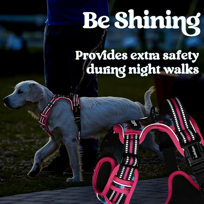 rabbitgoo Dog Harness Small Sized, Updated Easy On & Off with 3 Buckles | No Pull No Choke, Walking with 2 Clips and Handle, Adjustable Soft Reflective, Mountain Rose, Small - Image 9