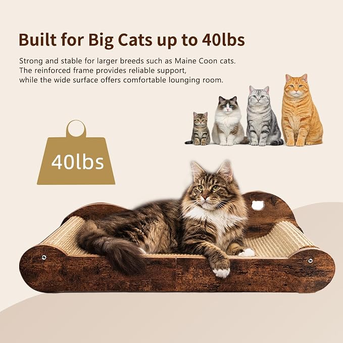 Upgraded Sisal Cat Scratcher Bed，28" Cozy Cat Couch Lounger for Indoor Cats, Long Heavy Duty Scratch Pad for Big Cats up to 40lbs, Modern Furniture Protector - Image 4