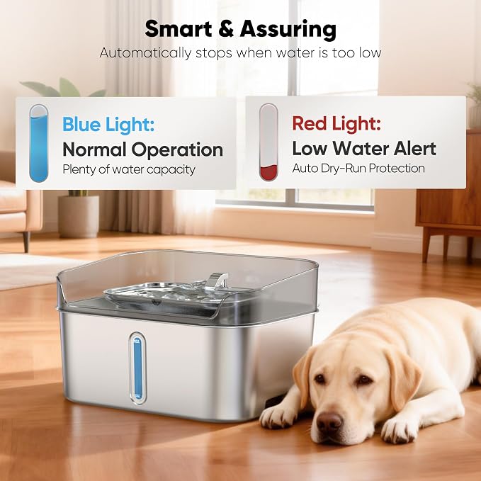 Sharlovy Replacement Pump for Sharlovy W10 Pro Dog Water Fountain | Cat Water Fountain Dog Water Dispenser, Ultra Quiet Long Lifespan Water Pump, USB Cable, LED Lights - Image 4