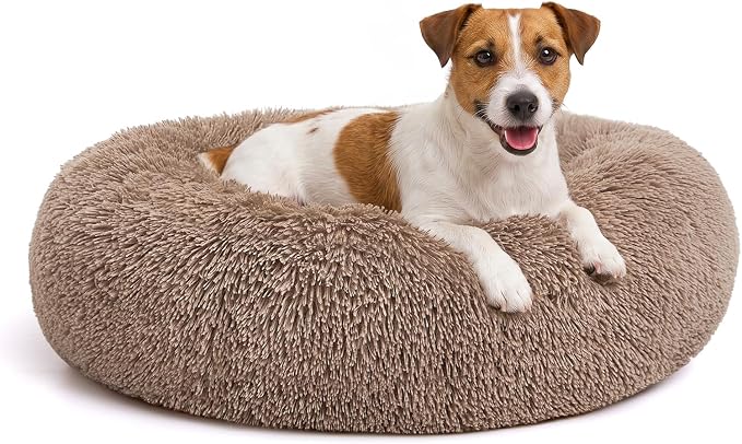 MIXJOY Orthopedic Dog Bed Comfortable Donut Cuddler Round Pet Beds Ultra Soft Washable Dog and Cat Cushion (20''/23''/27''/30'') (27'', Brown) by MIXJOY