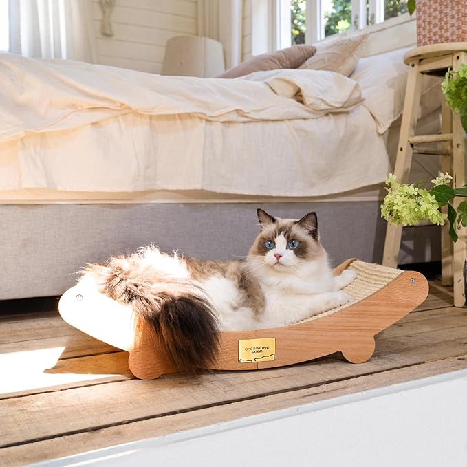 Sisal Cat Scratcher Bed, Wooden Cat Furniture(Extra Large) | Cat Hammock For Scratching Pad And Lounge. Natural Sisal Scratch Post. Space-Saving Cat Chair Design. Indoor Multi-Cat Home - Image 2