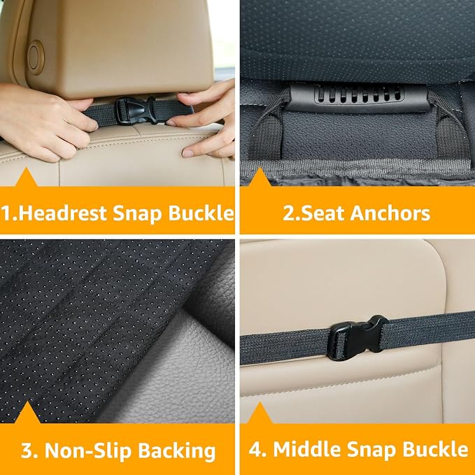 PETICON Waterproof Front Seat Car Cover, Full Protection Dog Car Seat Cover | Side Flaps, Nonslip, Scratchproof, Fits Cars, Trucks, SUVs, Jeep - Image 8