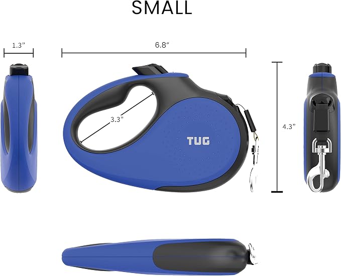 TUG Original Retractable Dog Leash, 16 ft (Small, Blue) | 360° Tangle-Free Retraction, 16 ft Tape, Quick Thumb Lock, Anti-Slip Handle, For Dogs Under 35 lbs - Image 3