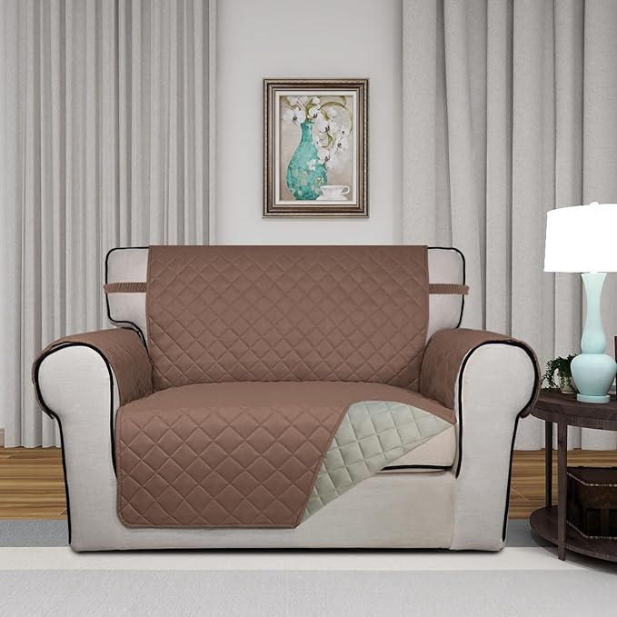 PureFit Reversible Quilted Sofa Cover Dog Couch Covers for Sofa, 28 in | Brown/Beige, Water Resistant Couch Protector, Washable Pet Couch Cover with Non Slip and Elastic Straps For Kids - Image 2