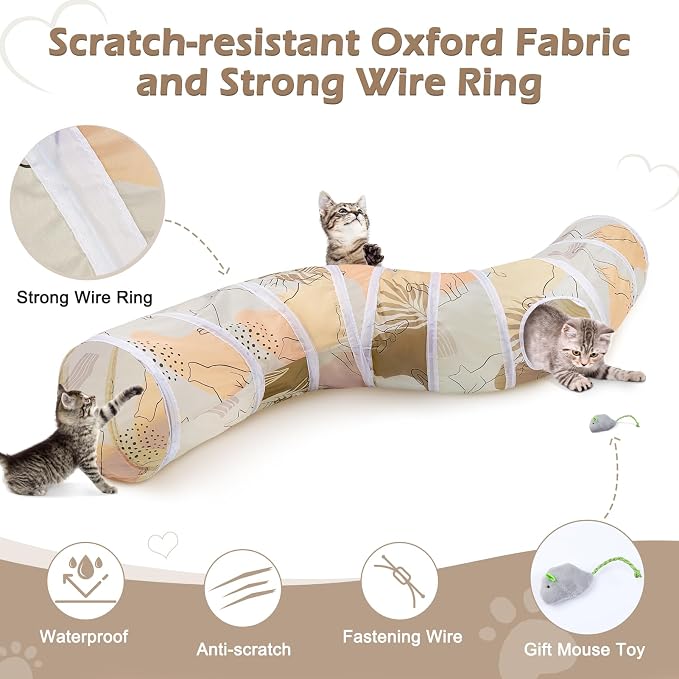 Glittme Cat Tunnel, Cat Tunnels for Indoor Cats, S-Shape Cats Cave with Cat Toys, Foldable Cat Tubes and Tunnels for Cats, Rabbit, Puppy, Guinea Pig | Interactive Bunny Tunnel And Cat Tubes With Crinkle Sounds. Ideal For Kittens, Ferrets And Small Pets... - Image 6