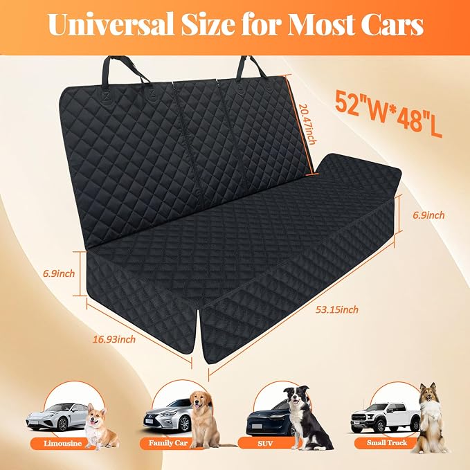 JSTHT Dog Seat Cover, 100% Waterproof Bench Seat Cover Protector Scratch Proof Nonslip Durable Soft Pet Back Seat Covers for Cars Trucks & SUV - Image 2