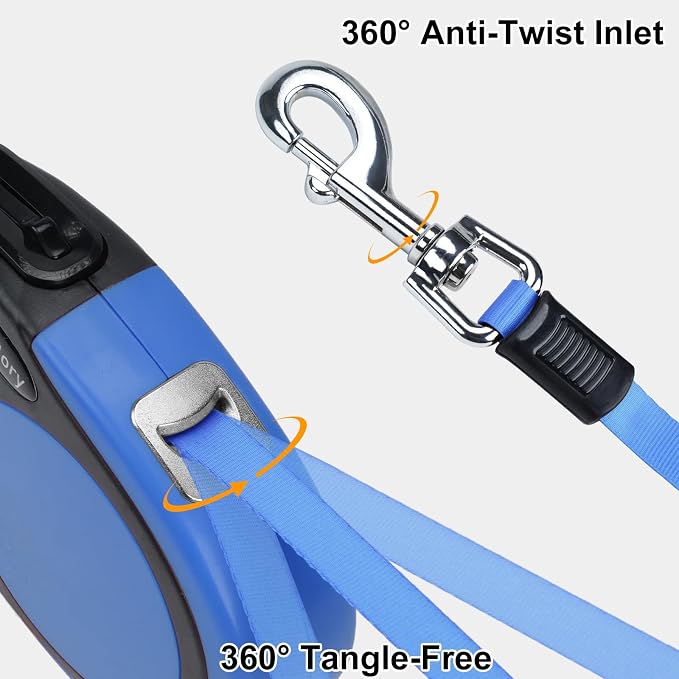 Taglory Retractable Dog Leash, One-Handed Brake, 16ft, Up to 44 lbs, Blue | More Freedom While Staying in Control, Smooth Retraction, Tangle-Free Design, Easy-Grip Handle, Daily Neighborhood Walks - Image 5