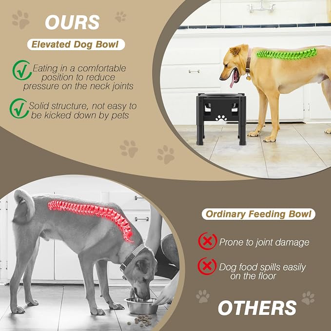 Lewondr Elevated Slow Feeder Dog Bowls with 3 Heights Adjustable Stand | Stainless Steel & Slow Feeder Bowls, Adjustable Dog Slow Feeder Bowl Non-Slip Dog Bowl Stand for Medium Large Breed - Image 5