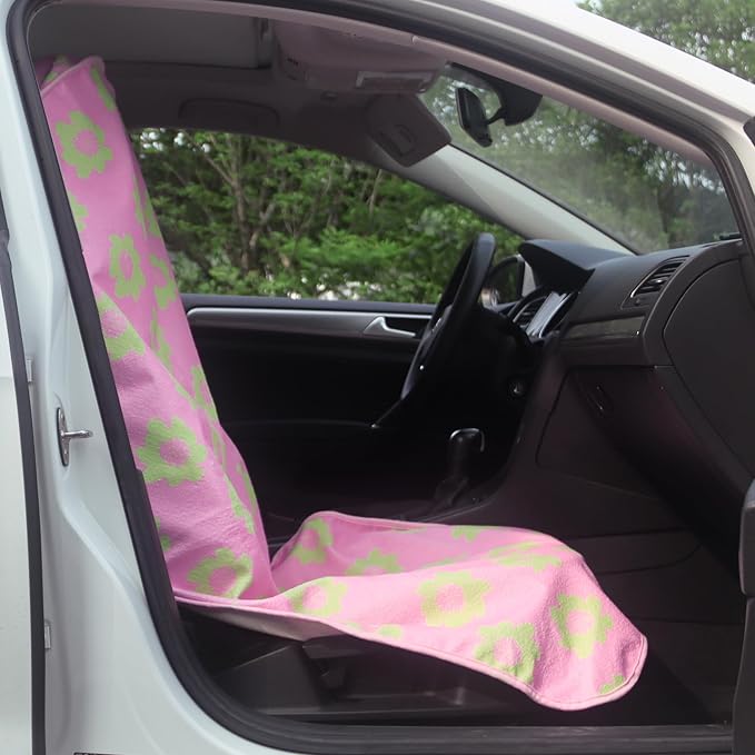 Car Seat Cover Protector Front Seats,for Gym Workout,Running,Swimming,Beach and Hiking,Waterproof Sweat Towel Bucket Seat Covers for Cars SUV Trucks (Flower and Pink, 2Pcs) - Image 6