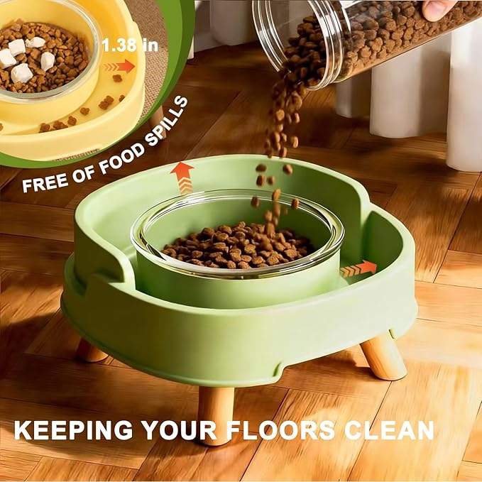 Ant Proof Cat Food Bowls, Elevated Pet Dish W/Deep Anti Ant Moat Stand-G/2 | 2 Glass Bowls, Stress Neck Free, Non-Spill Food & Water Bowls W/ Feeding Station for Outdoor&Indoor Cats/Small Dogs, Ant Free - Image 3