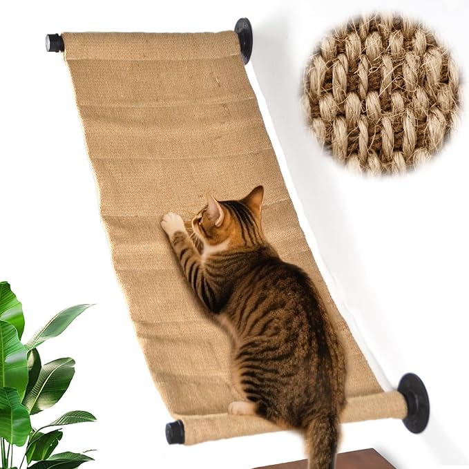 Wall Cat Scratcher Mat for Large Cats or Kittens, 34.64 x 12.59in | Wear-resistant & Scratch-resistant Jute Fabric, Cat Wall Hammock for Cats Space-Saving & Playing, Climbing & Resting by XIFOWE