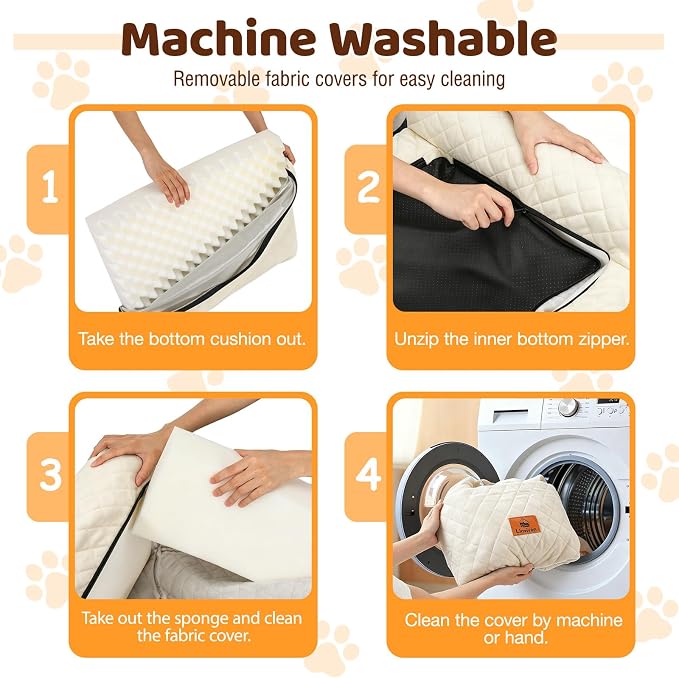 Dog Car Seat for Medium/Large Dogs up to 60LBS Memory Foam Dog Booster Seat | with Thick Cushion, Pet Car Seat for Back with Detachable Washable Cover, Storage Pockets for SUV, Pick Up, Trunk, White - Image 6
