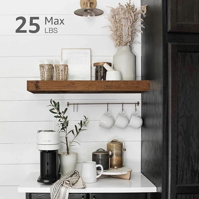 QEEIG Bathroom Floating Shelves for Wall - 15.7" Wall Mounted Shelf Over Toilet Farmhouse Home Decor Display Bookshelf Small 15.7 x 6.7 inch Set of 2, Rustic Brown (008-40BN) - Image 4