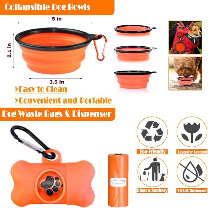 LOBEVE No Pull Dog Harness, Collar & Leash Set with Travel Accessories | Includes Dog Seat Belt, Collapsible Bowls & Poop Bag Dispenser. Ideal for Training, Walking, Hiking. Fits Small to Large Dogs - Image 8