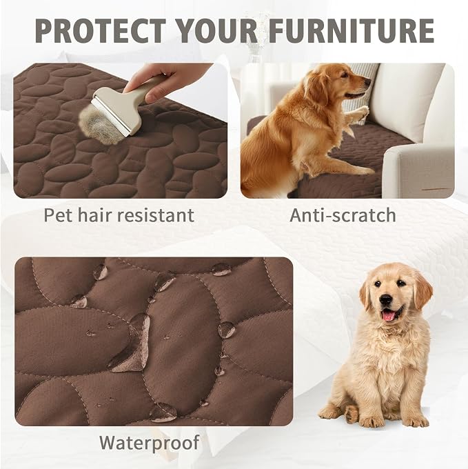 Ameritex Pet Bed Cover Dog Bed Blanket for Sofa and Furniture Waterproof New Pattern Design (52x82 Inch, Chocolate) - Image 2