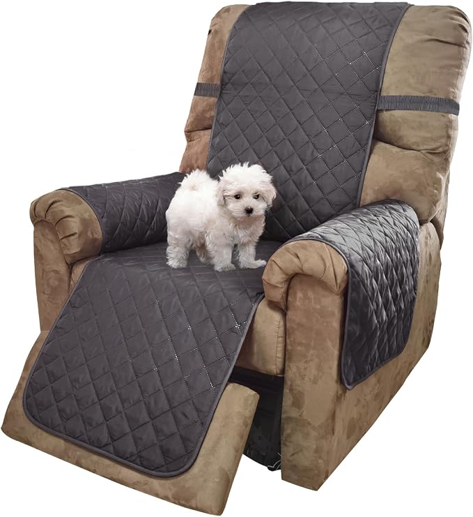 U-NICE HOME Reversible 23''Recliner Small Chair Cover, Dark Grey/Light Grey | Recliner Cover for dogs Washable, Pet Friendly, Elastic Straps, Water Repellent, Diamond Quilted by U-NICEHOME