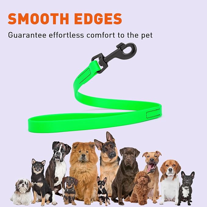 Dogline Biothane Waterproof Dog Leash Strong Coated Nylon Webbing with Black Hardware Odor-Proof Easy to Clean High Performance for Small or Large Dogs Made in USA 2 ft Lead, Tropical Green - Image 8