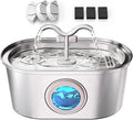 3.2L/108oz Stainless Steel Cat Water Fountain Pet Fountain | Automatic Pet Water Dispenser - Self-Designed Filtration System - Ultra-Quiet Pump - Easy Cleaning & Maintenance (3 Filters) by SohoTeco