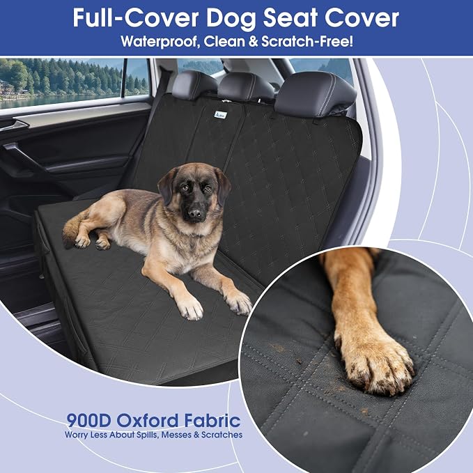 ALLANSING Upgraded 900D Heavy Duty Dog Back Bench Seat Cover for Large SUVs, Car Seat Protector, Seatbelt & Armrest Compatible, Waterproof & Non‑Slip for Dogs & Kids - Image 2