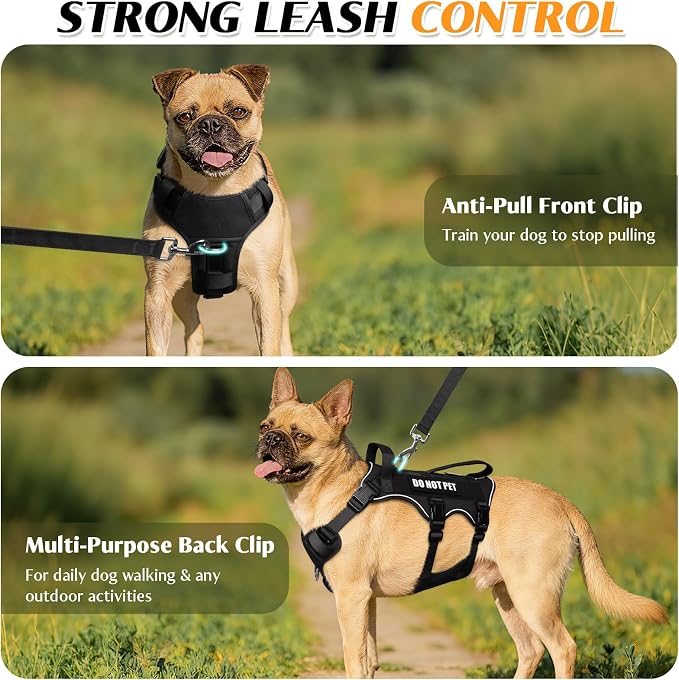 WINSEE Escape Proof Dog Harness with Double Handle+4 Removable Patches | Service Working Molle Harness with Double Handle for Large Dogs, Tactical Pet Reflective Vest for Walking Hiking Hunting - Image 4