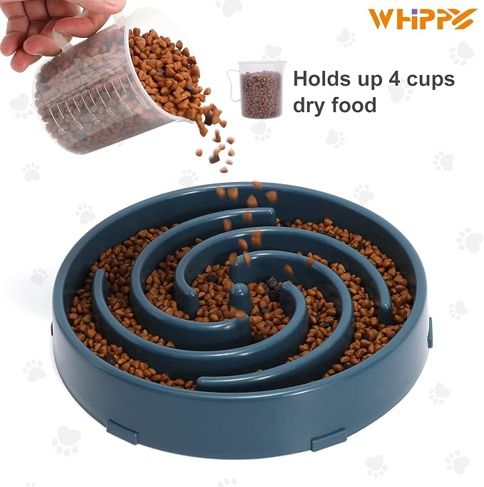 Blue Slow Feeder Maze Puzzle Bowl - Large Dog Non Slip Food Feeding Dishes for Medium Dogs, Interactive, Bloat Stop, Choking Prevention, Healthy - Image 5